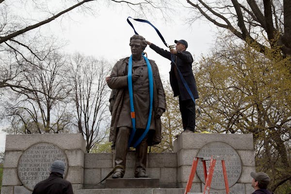 The statue of Dr. J. Marion Sims was removed from New York’s Central Park in 2018.