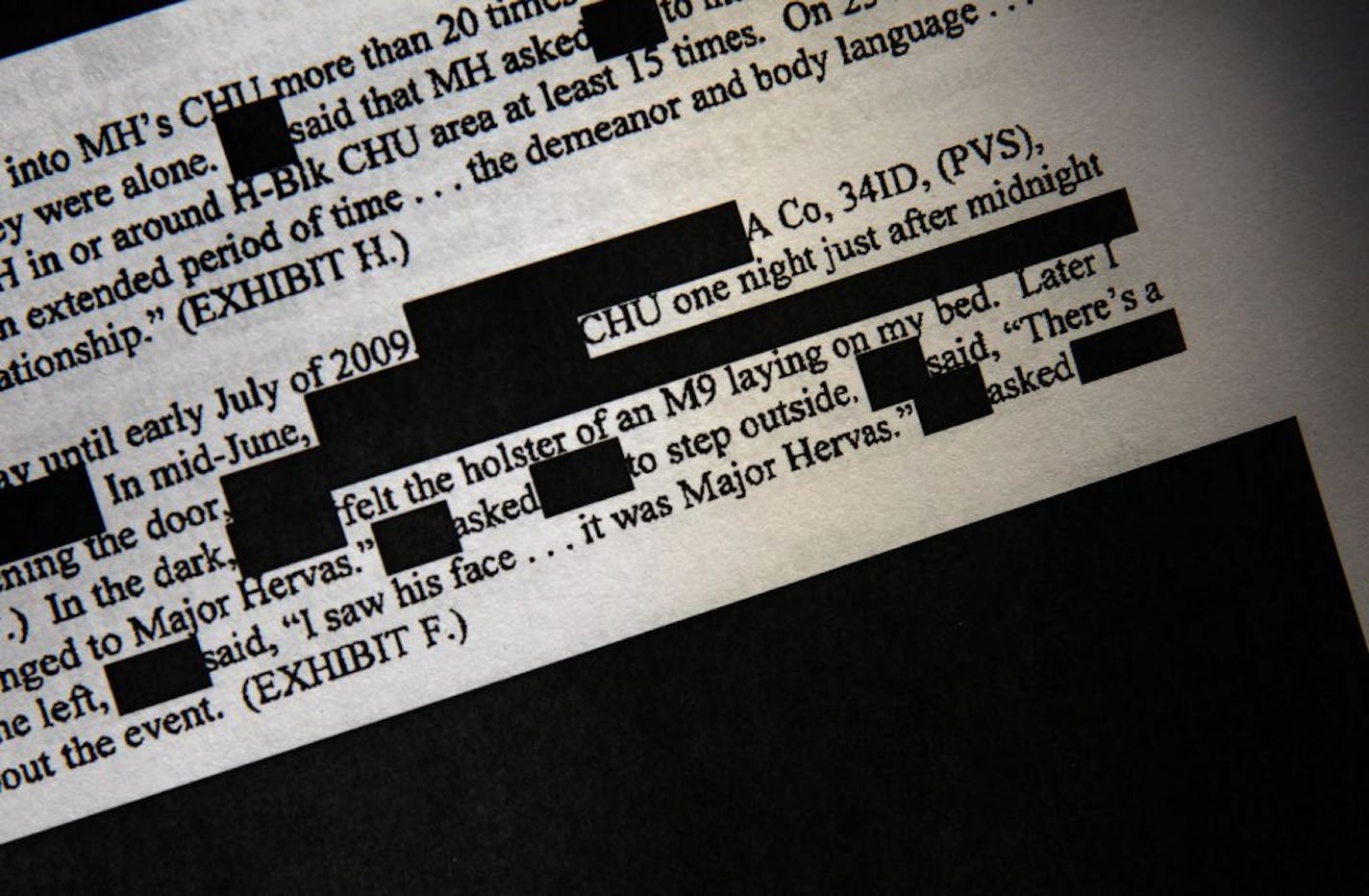 The military provided the Hervas family with an edited version (some information, including names, had been redacted) of some documents related to the investigation into the death of Major Hervas.