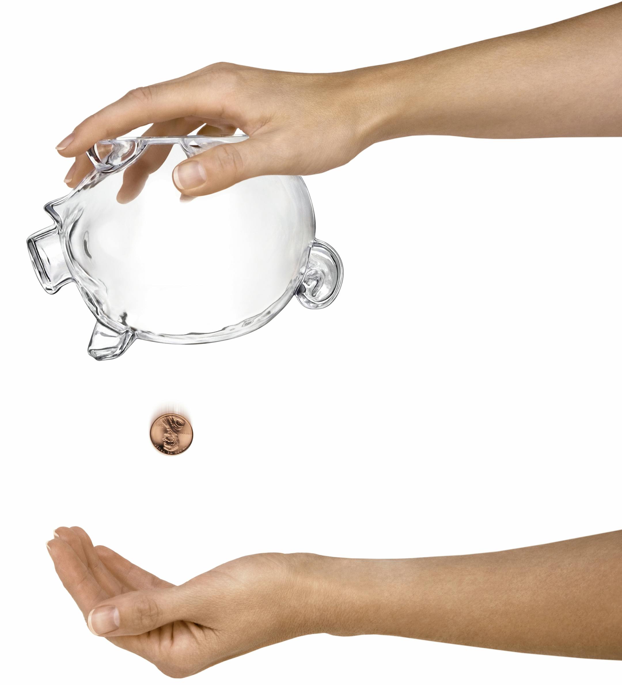 A female uses up the last of her savings.