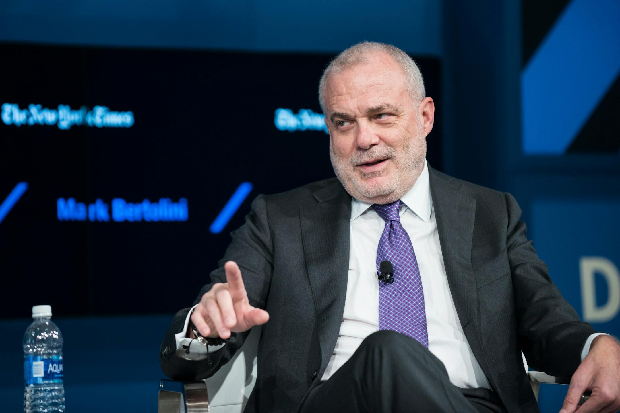 Mark Bertolini, Aetna�s chief executive, speaks at a DealBook conference in New York, Nov. 10, 2016. More than 100,000 Americans rushed to buy health insurance under the Affordable Care Act Nov. 9, the biggest turnout yet during this year�s sign-up period, the day after the election of Donald Trump, who has promised to repeal the law. Insurers and hospitals were caught without a strategy to forestall a financial shock from its repeal. In mapping out various election situations, �this wasn�t on t