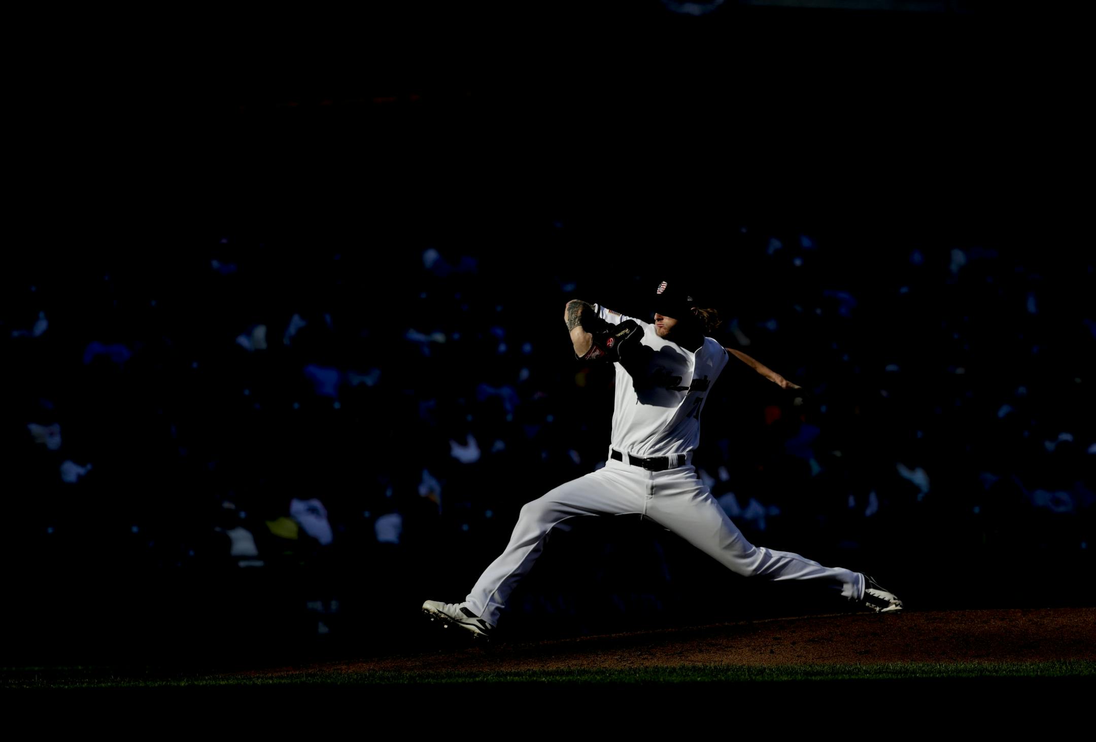Milwaukee Brewers relief pitcher Josh Hader throws during the eighth inning of a baseball game against the Minnesota Twins Tuesday, July 3, 2018, in Milwaukee.