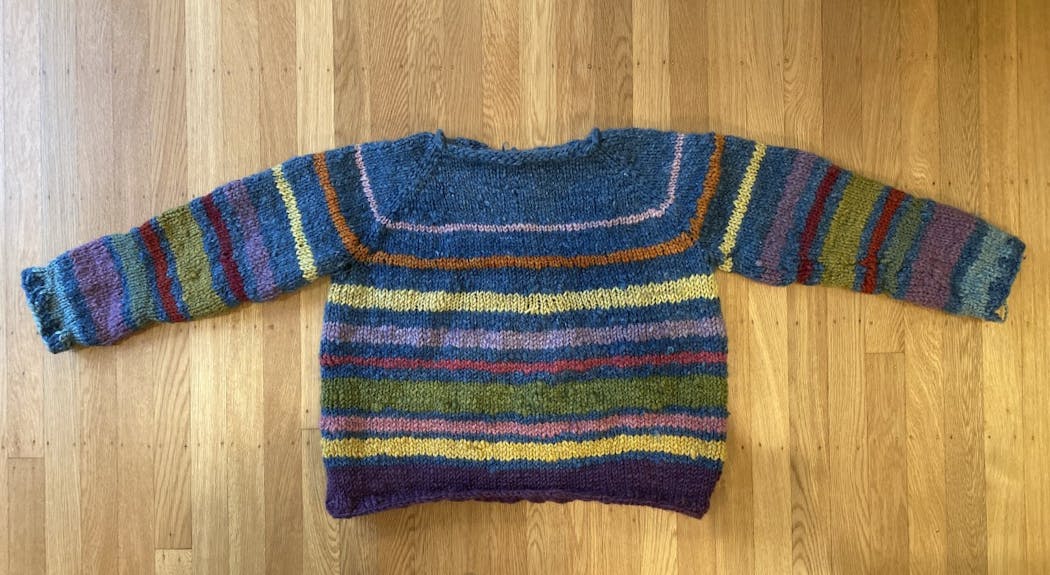 Orenstein’s finished sweater.