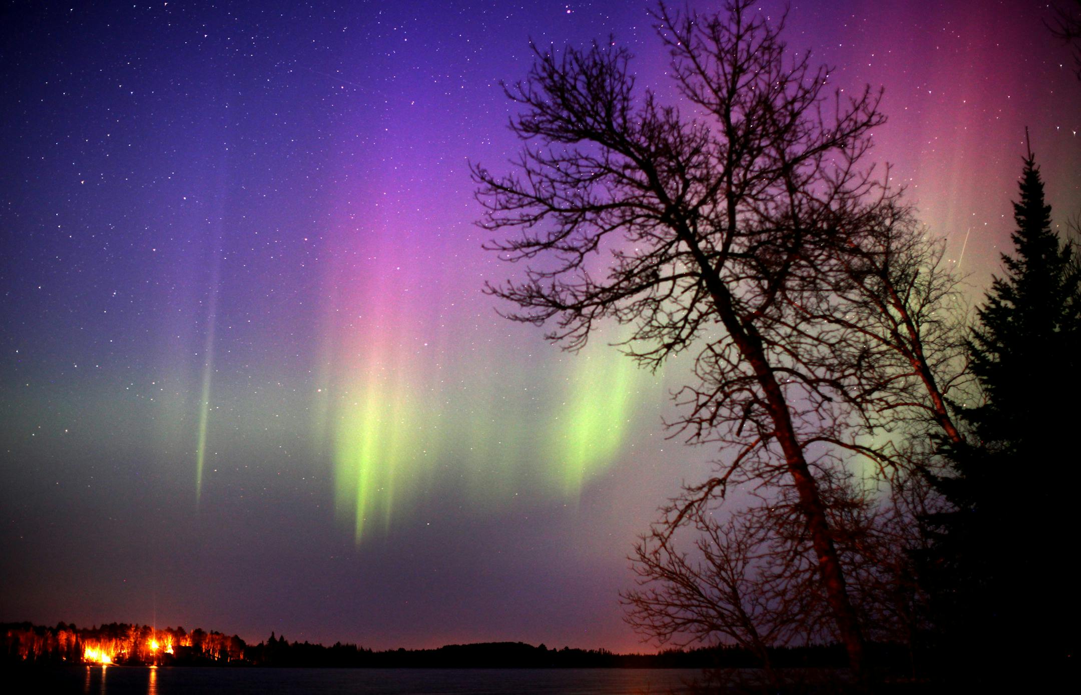 Northern lights in Minnesota - For "How to shoot pictures of Northern Lights story for outdoors. Recent solar activity has presented the patient observer with some of the best viewing since 2004. This photo of the Northern lights over Lake Elora in Central St. Louis County was taken March 17th 2012. ] BRIAN PETERSON ‚Ä¢ brianp@startribune.com Cotton, MN - 03/17/2012