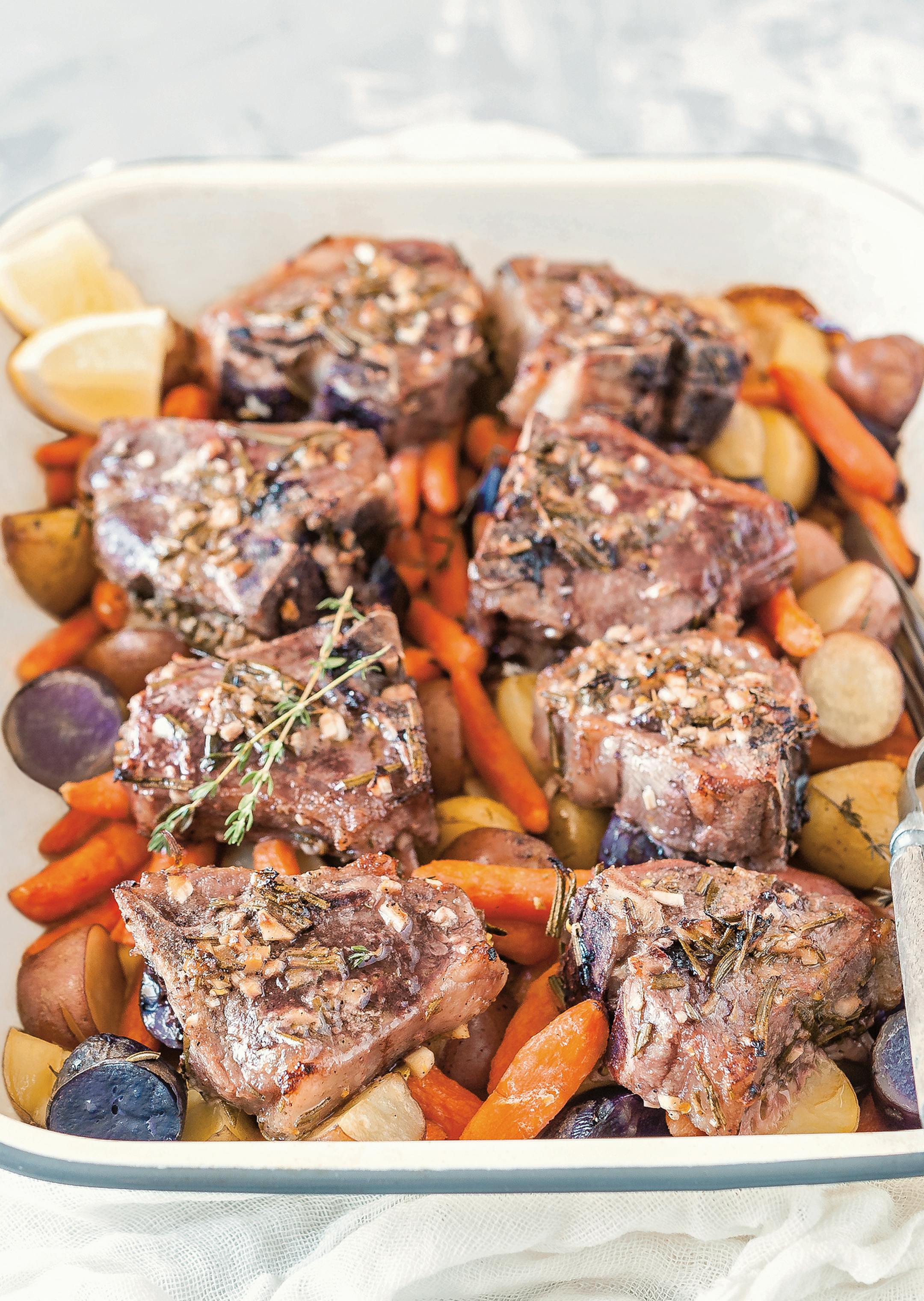 Lamb Loin Chops with Baby Potatoes and Carrots