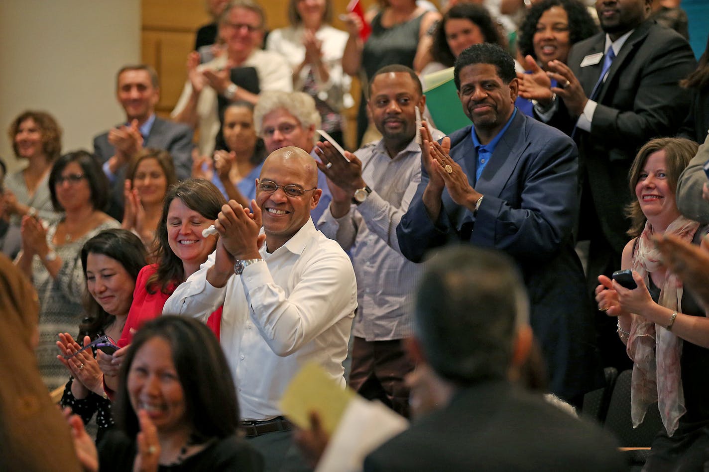 Husna Ibrahim of Project Success fired up a crowd as Generation Next announced its plan to tackle the achievement gap during a presentation to community leaders at the Humphrey School of Public Affairs, Monday, August 18, 2014 in Minneapolis, MN.