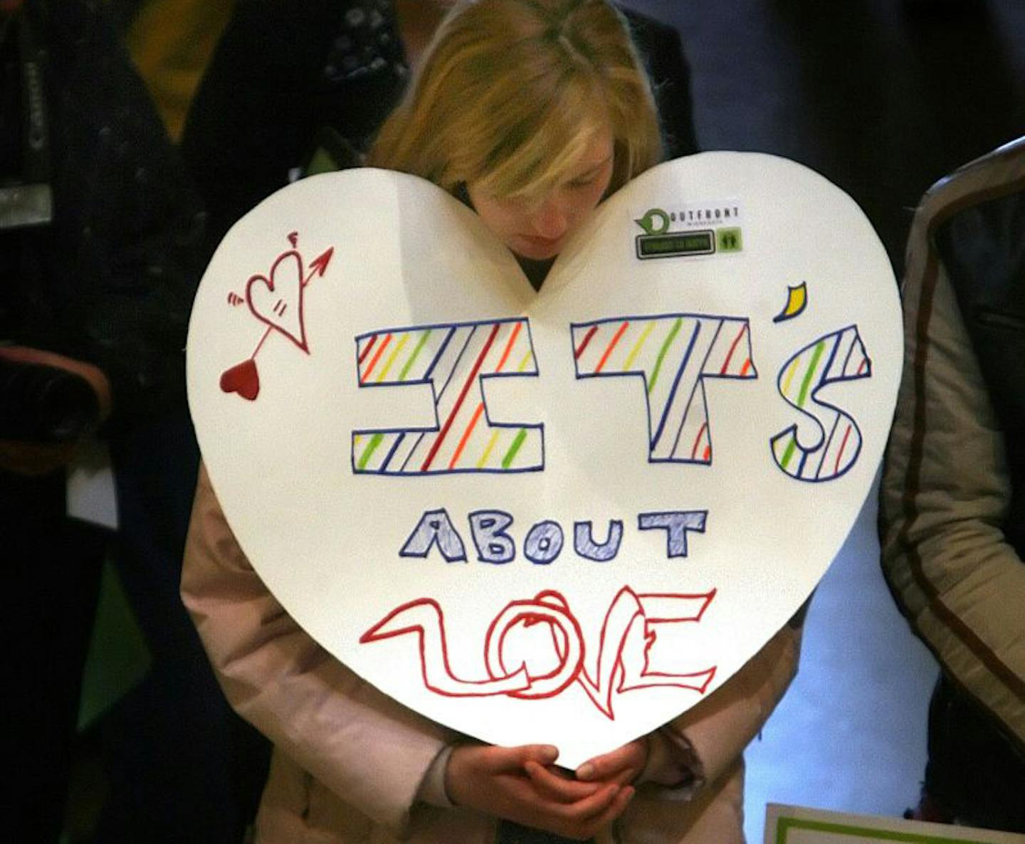 Carolynne Hahn, 18, St. Paul, was among several hundred who gathered at the State Capitol Rotunda on Valentine's Day for the Freedom to Marry Day Rally.