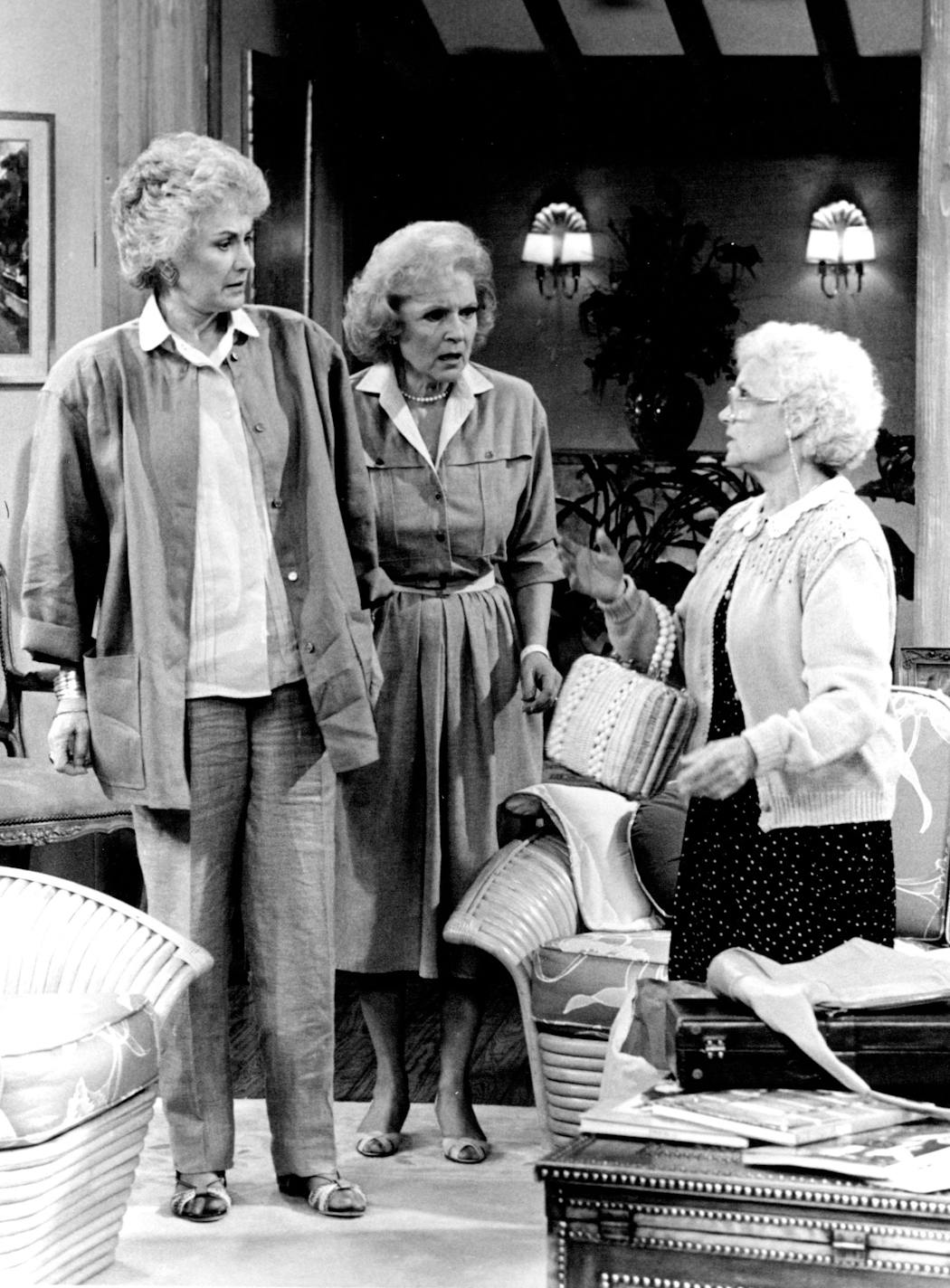 Bea Arthur, Betty White and Estelle Getty in a still from the premiere of 