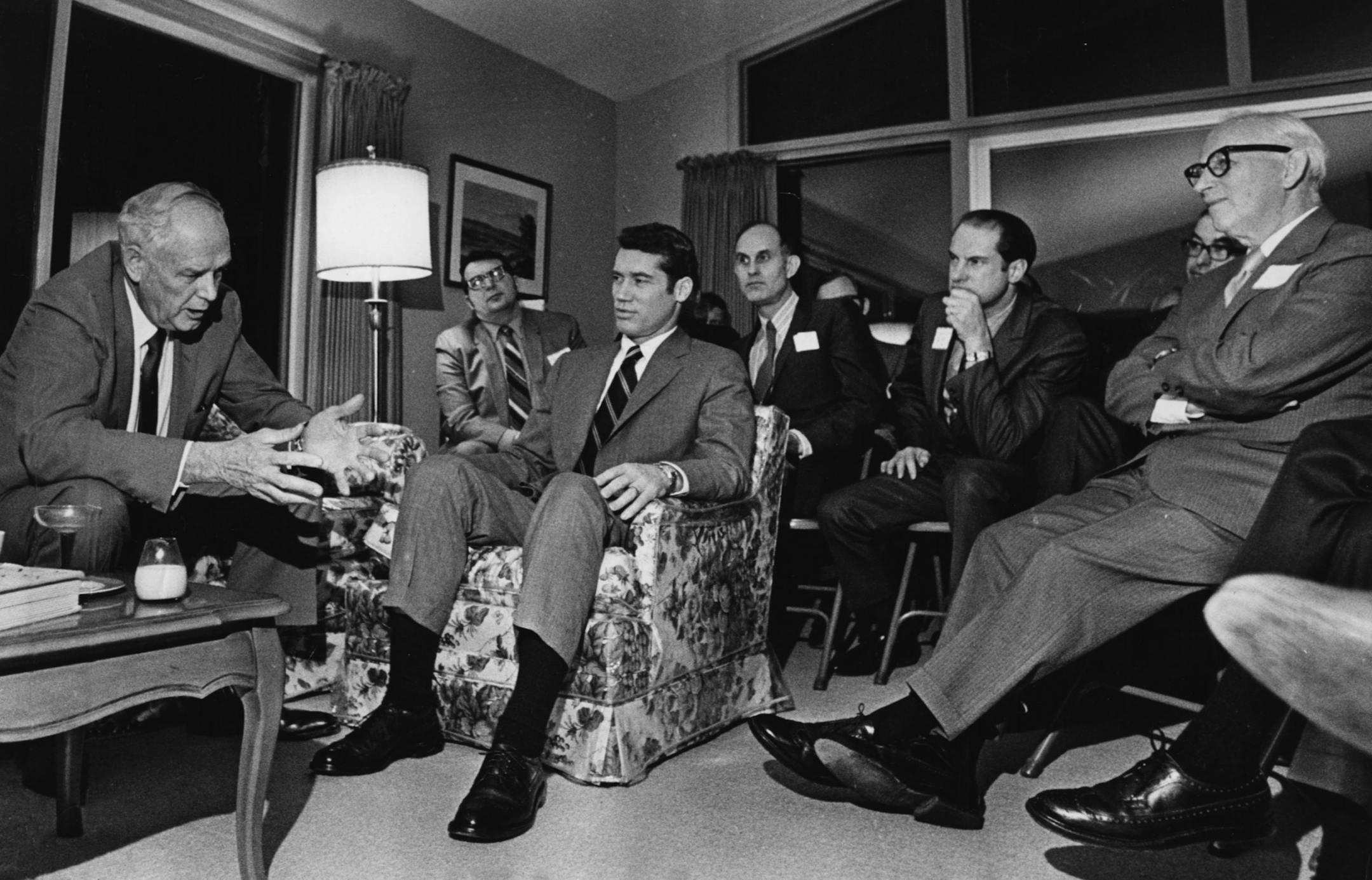 Governor Wendell Anderson, center, with Charles Lindberg on left. 1971 file photo.