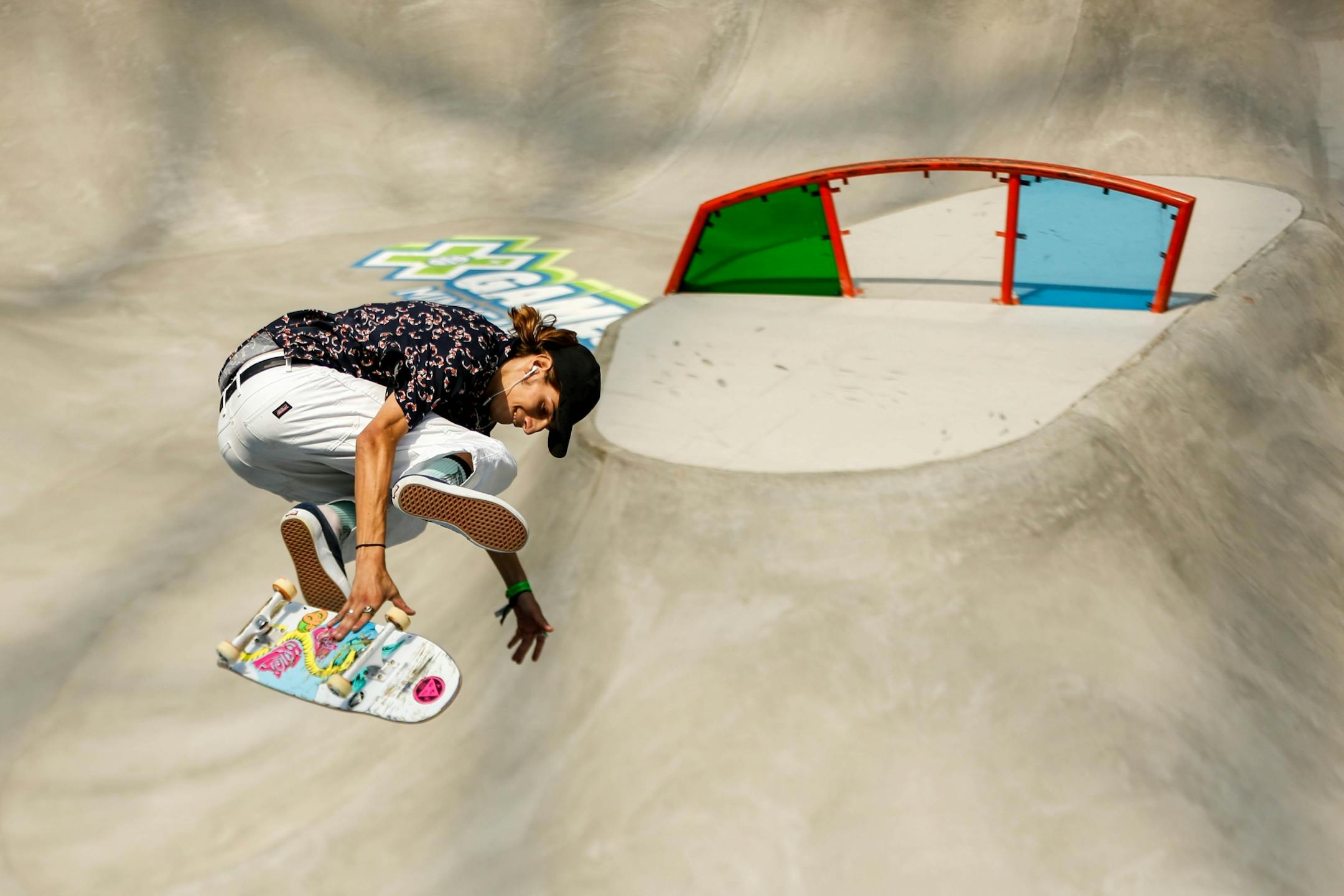 Ivan Federico competes during the Wendy's Men's Skateboard Park finals at the X Games at U.S. Bank Stadium Sunday, August 4, 2019.