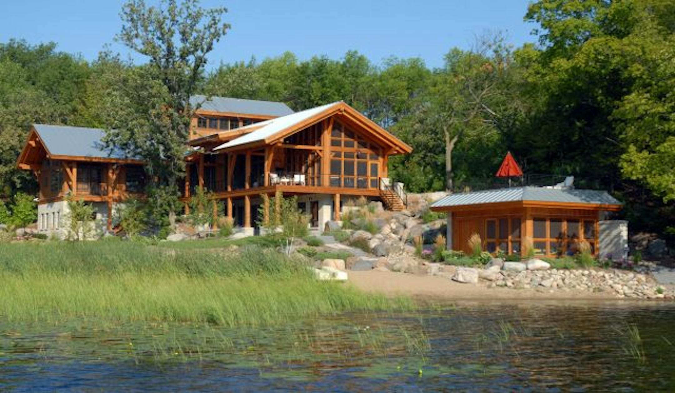 Dan and Heidi Martinson's timber-frame weekend retreat on Lake Sylvia near Annandale, Minn.