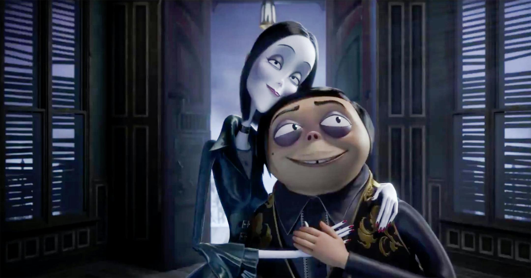 Charlize Theron voices Morticia and Oscar Isaac voices Gomez in "The Addams Family."