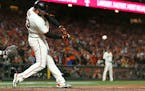 San Francisco Giants' Darin Ruf hit a home run against the Los Angeles Dodgers during the sixth inning of Game 5