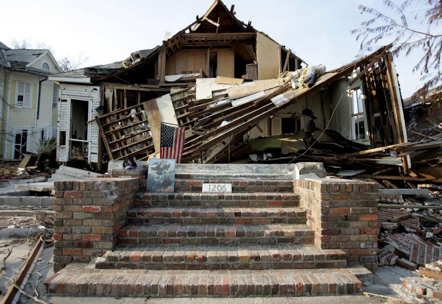 The brick and mortor steps are all that remain of a beach home in Gulfport Mississippi, seen Friday, Sept. 2, 2005.