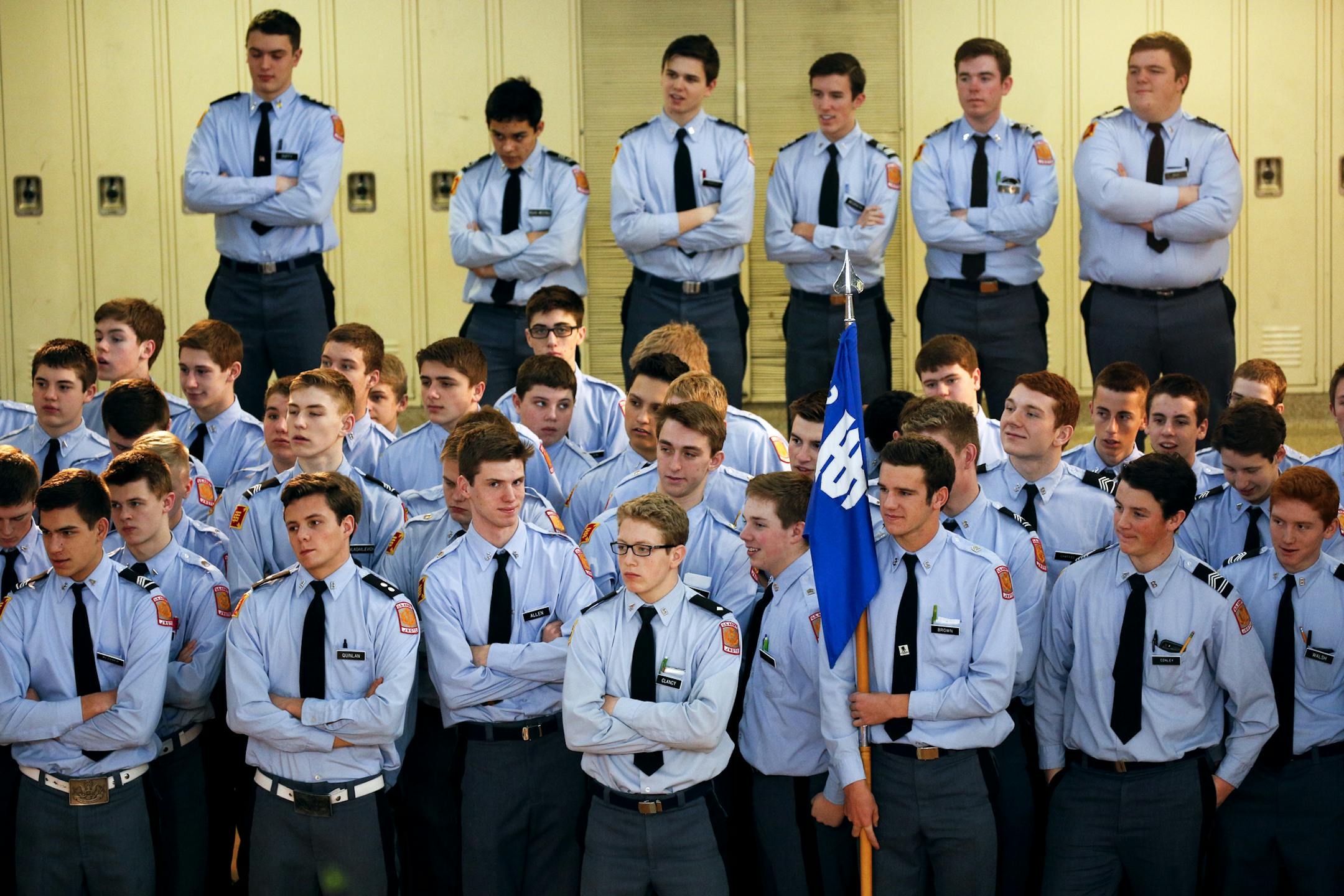 During the morning formation, students listen to announcements and a senior speech before classes. ] For 99 years, a cornerstone of prestigious St. Thomas Academy, Minnesota’s only military academy, has been its affiliation with JROTC, the Army’s Junior Reserve Officer Training Corps. Every student at the Catholic, all-boys school must be a JROTC member. The school’s uniforms, JROTC instructors and military curriculum all come from the Army, as does some funding. But after t