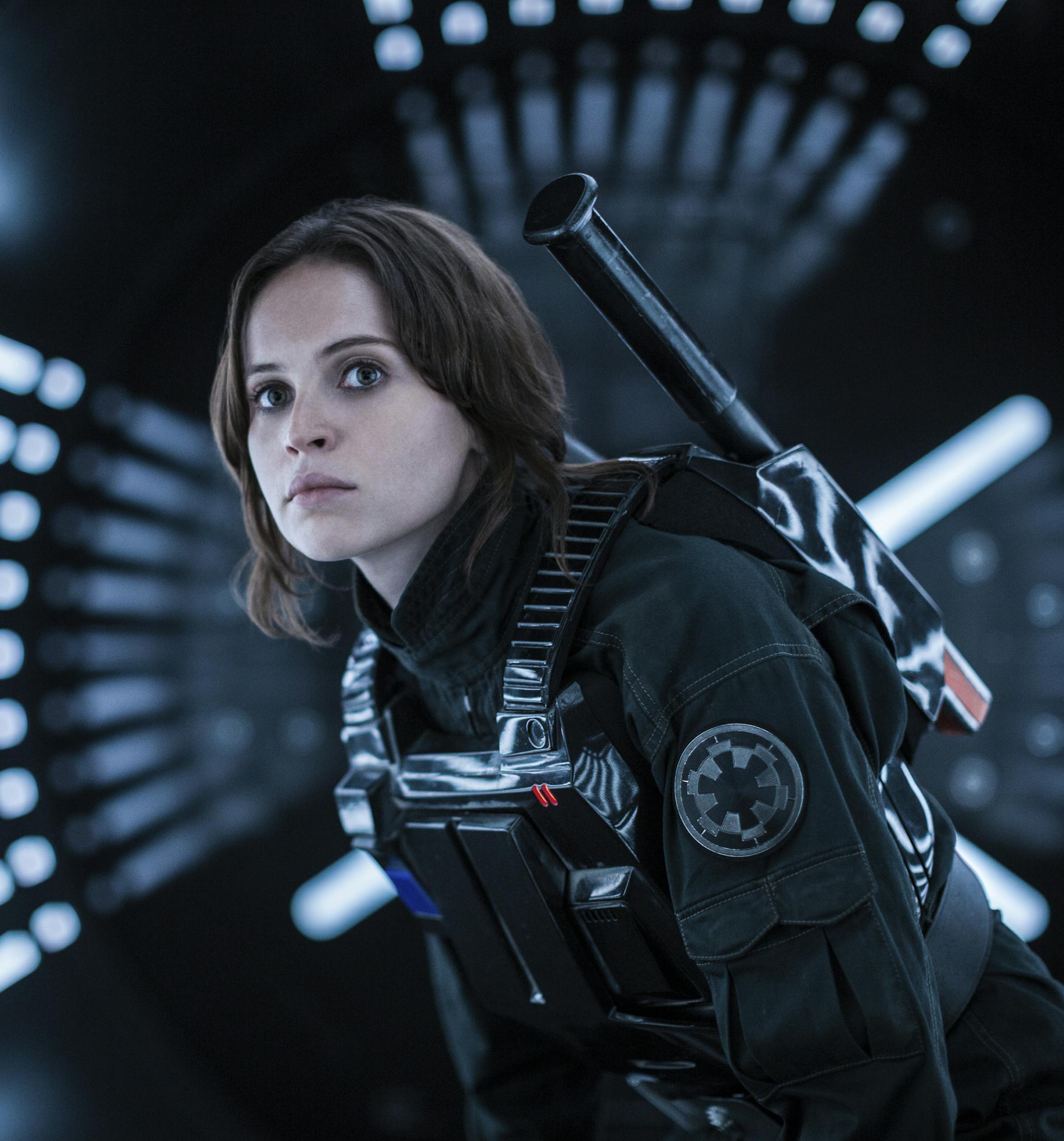 This image released by Lucasfilm Ltd. shows Felicity Jones as Jyn Erso in a scene from, "Rogue One: A Star Wars Story." (Jonathan Olley/Lucasfilm Ltd. via AP)