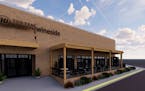 A rendering of Wineside, a hybrid liquor store, wine bar and grocery store that is taking over a former Champps in Minnetonka in 2022.