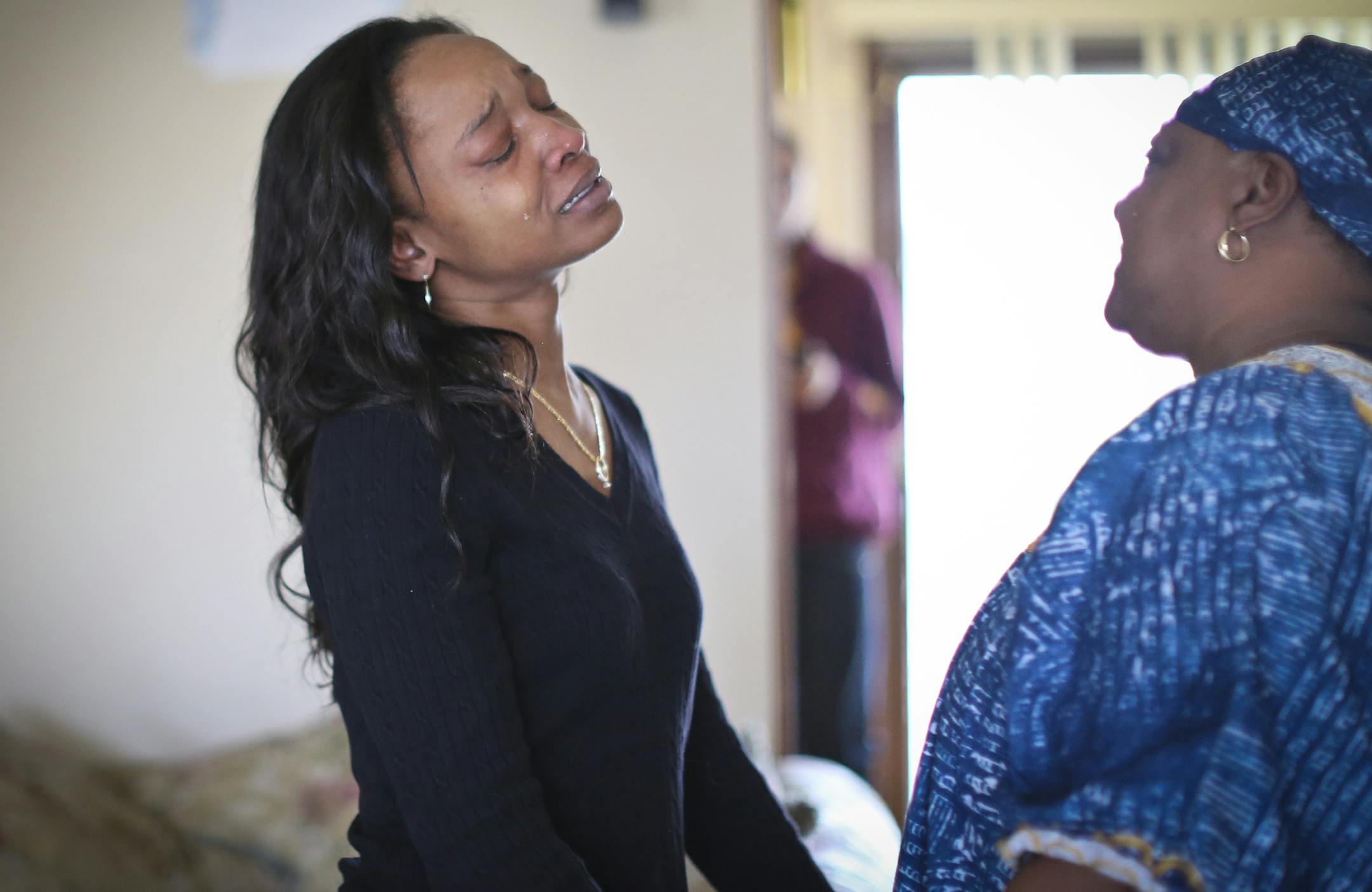 Shameka Griffin told her mother Sherry Griffin-Emerson the story of the day's events after arriving home in Fridley, Minn., on May 9, 2013, from a hearing where she attempted to have her son Gianni Griffin-Davis released from the Ramsey County Juvenile Detention Center. At the hearing Gianni was not released. He spent a total of 37 days at the JDC until his arson 1 charge was dropped because he was found not able to stand trial. Gianni has autism and several mental health disorders. ] (RENEE JON