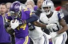 Stefon Diggs (14) caught a pass in the fourth quarter last week against the Cowboys.
