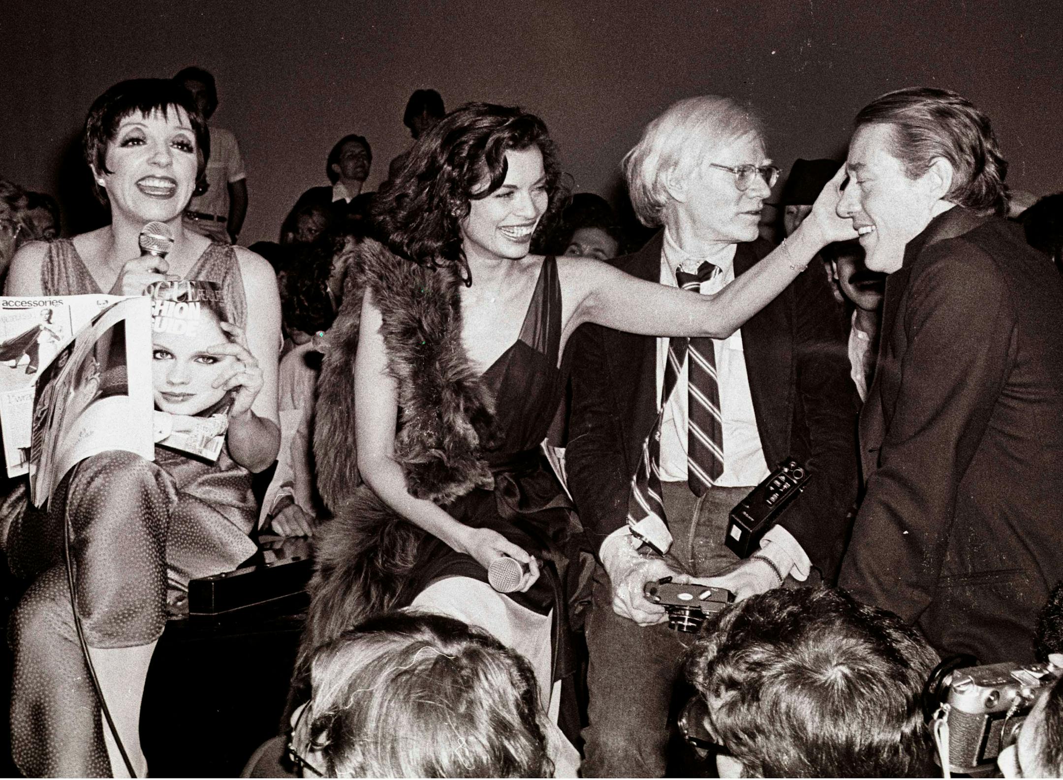Liza Minelli, Bianca Jagger, Andy Warhol and Halston at Studio 54.