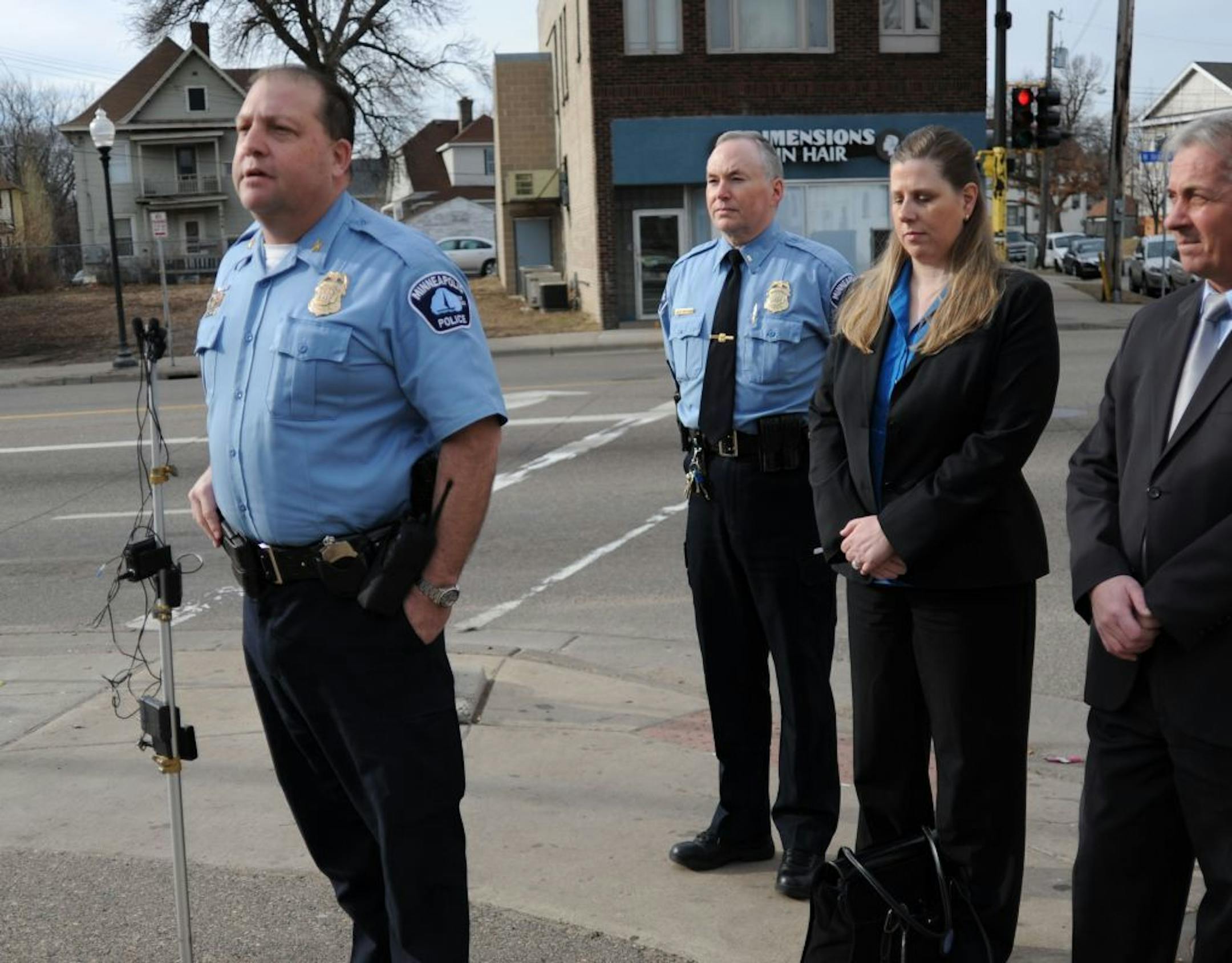 Minneapolis police Inspector Mike Martin talked about violence during a news conference on W. Broadway, blocks from where a taxi driver was shot and killed.