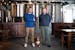 Co-founders Glenn Oslin and Alex Doering (with Oslin’s dog Garbanzo) at the future Brühaven taphouse, formerly Lakes & Legends, in Minneapolis' Lor