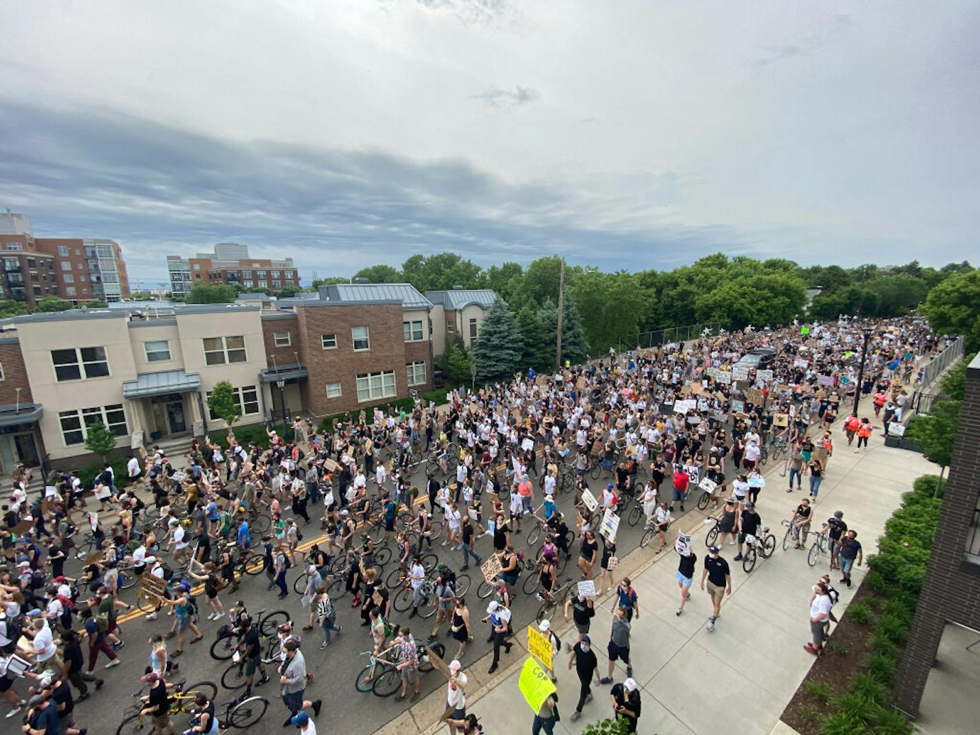 Demonstrators taking part in the "DefundMPD March" made their way through the streets of Minneapolis on Saturday, the latest protest in the aftermath of George Floyd's killing.