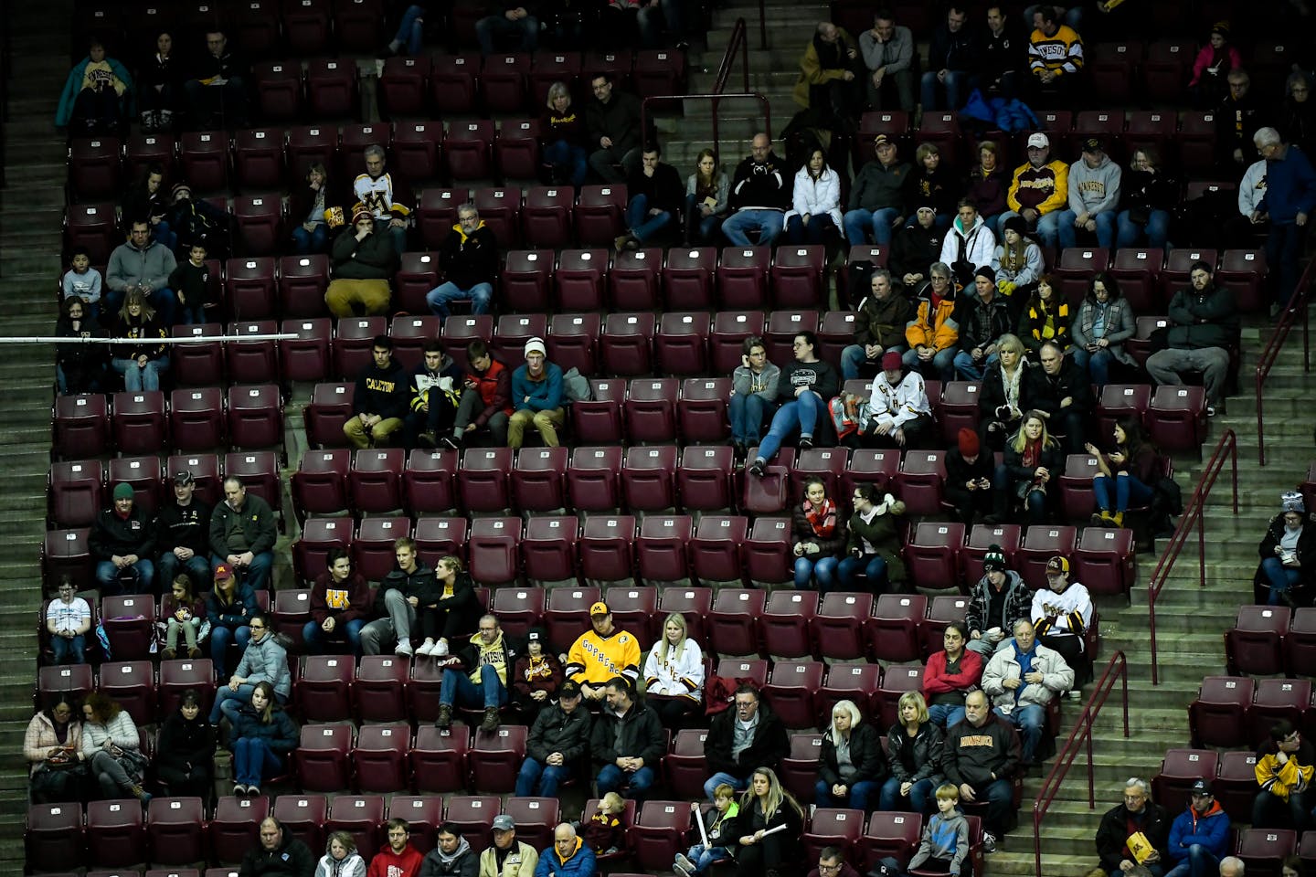 There were plenty of empty seats at Mariucci for a game between the Gophers and Michigan Wolverines on Feb. 1.