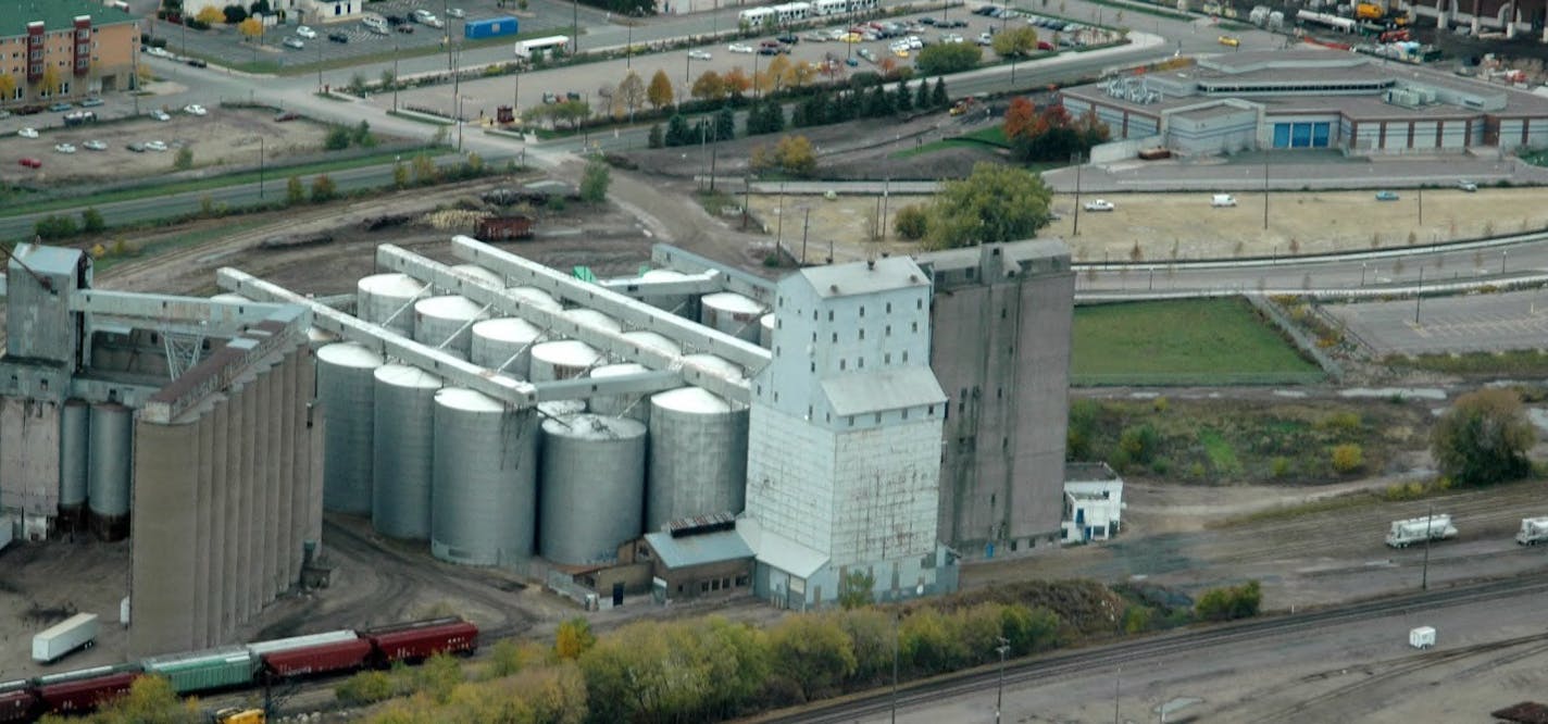 Electric Steel Grain elevators, near the University of Minnesota.