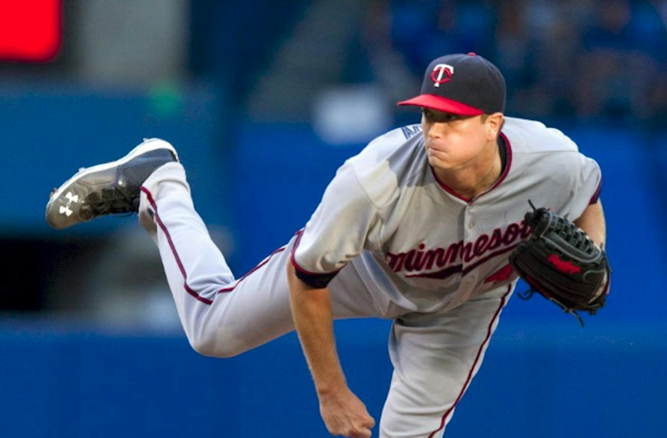 Twins pitcher Kyle Gibson followed through on a pitch during an Aug. 6 game in Toronto.