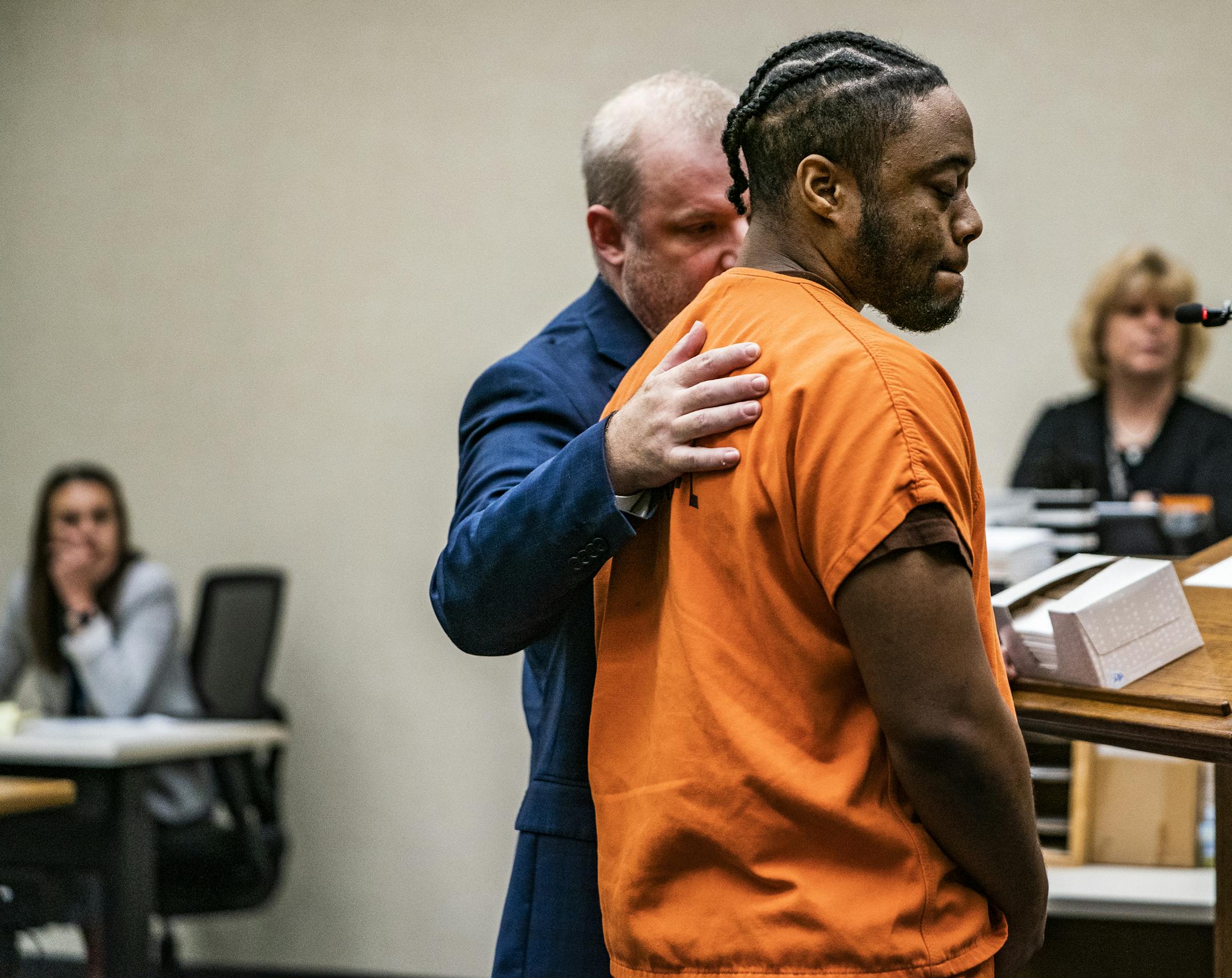 Trevon X.M. McMorris represented by defense attorney Eric Newmark was sentenced before Judge Kathryn L. Quaintance for driving with a revoked license and hiding drugs when he caused a pileup that resulted in the death of a father of four.] RICHARD TSONG-TAATARII ¥ richard.tsong-taatarii@startribune.com