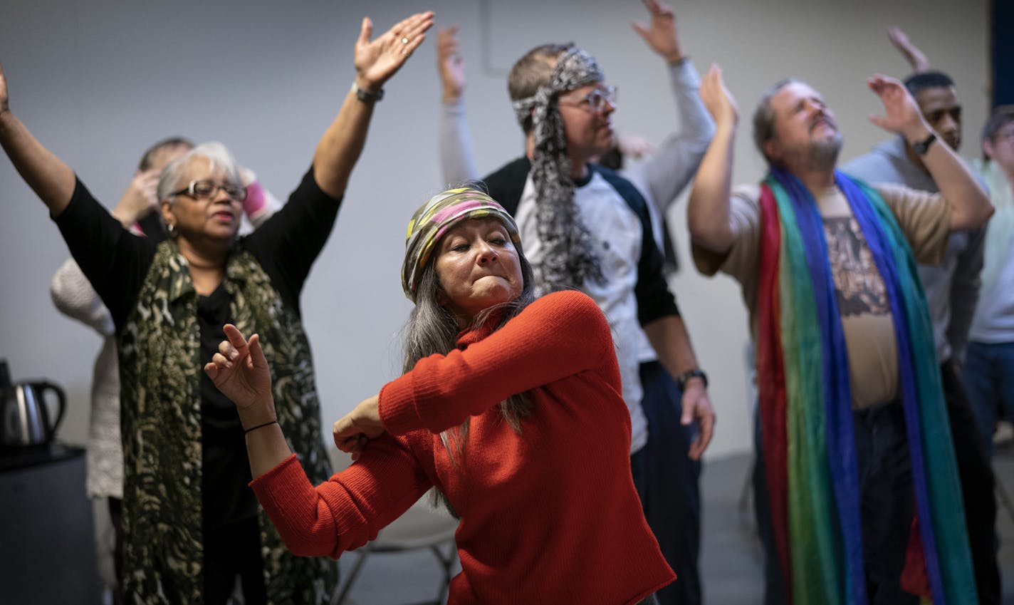 Sandy Agustin acted out a scene as part of the cast of &#x201c;Hair&#x201d; during rehearses in a warehouse space Tuesday January 9, 2019 in St. Paul, MN.] Jerry Holt &#x2022; Jerry.holt@startribune.com