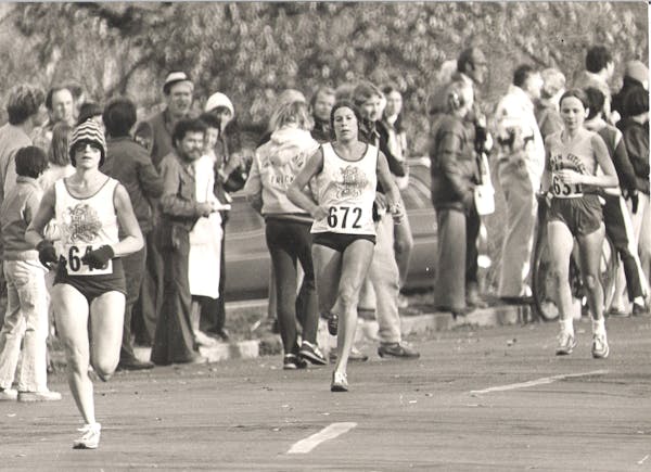 Runners competed in the Women's National Marathon Championship on Oct. 23, 1977, in St. Paul. Minnesotan Jan Arenz, far right, said it was the hardest