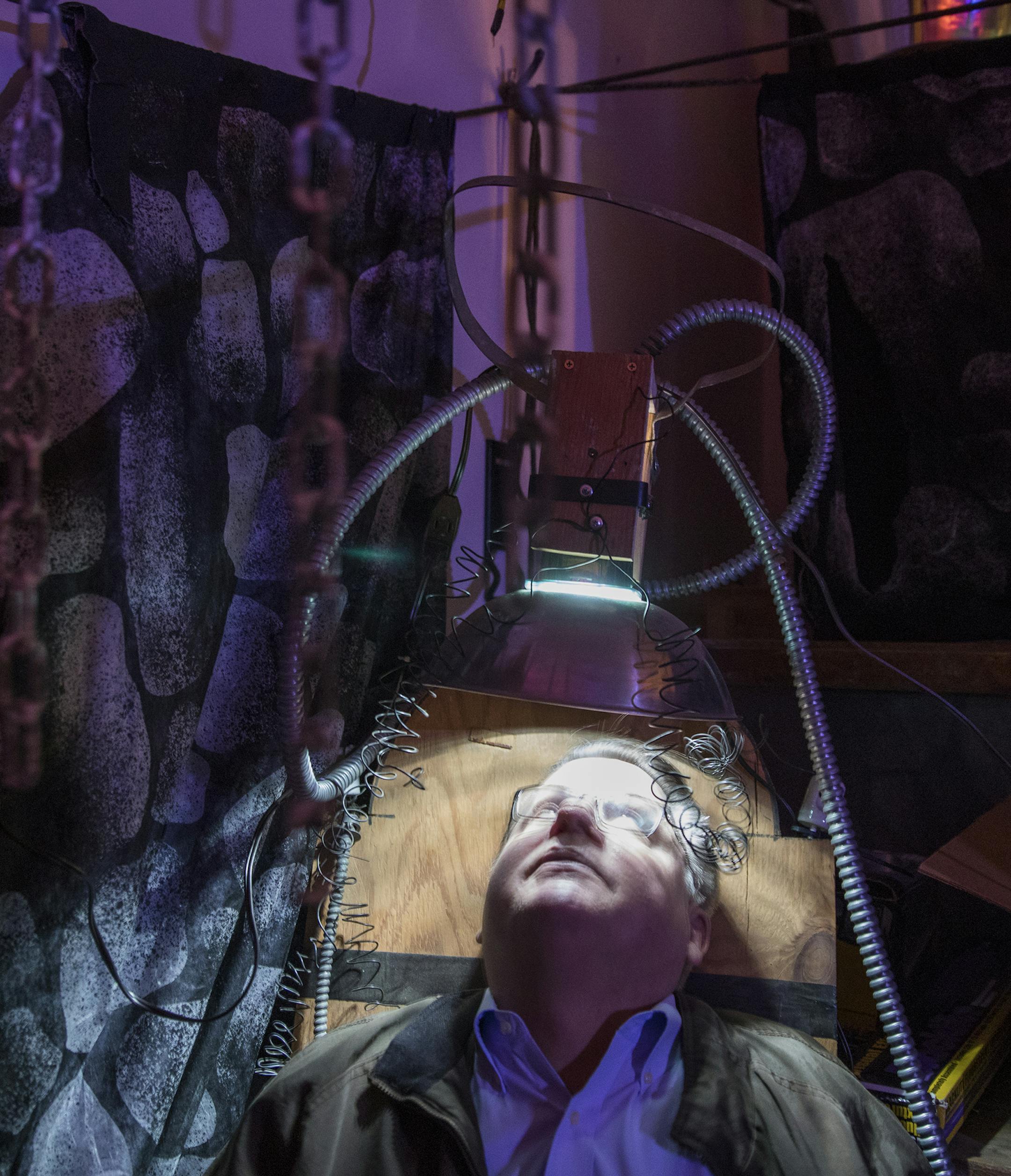 The Olson Haunted House in Chanhassen. ] LEILA NAVIDI ï leila.navidi@startribune.com BACKGROUND INFORMATION: The Olson Haunted House in Chanhassen on Tuesday, October 24, 2017. The Olson family have turned their garage into a haunted attraction for the past 16 years to help with special causes. This year's haunted house and horror maze will be open on Saturday, October 28 and on October 31 from 6:30 pm until 11 pm. All proceeds will go to Special Olympics Minnesota.