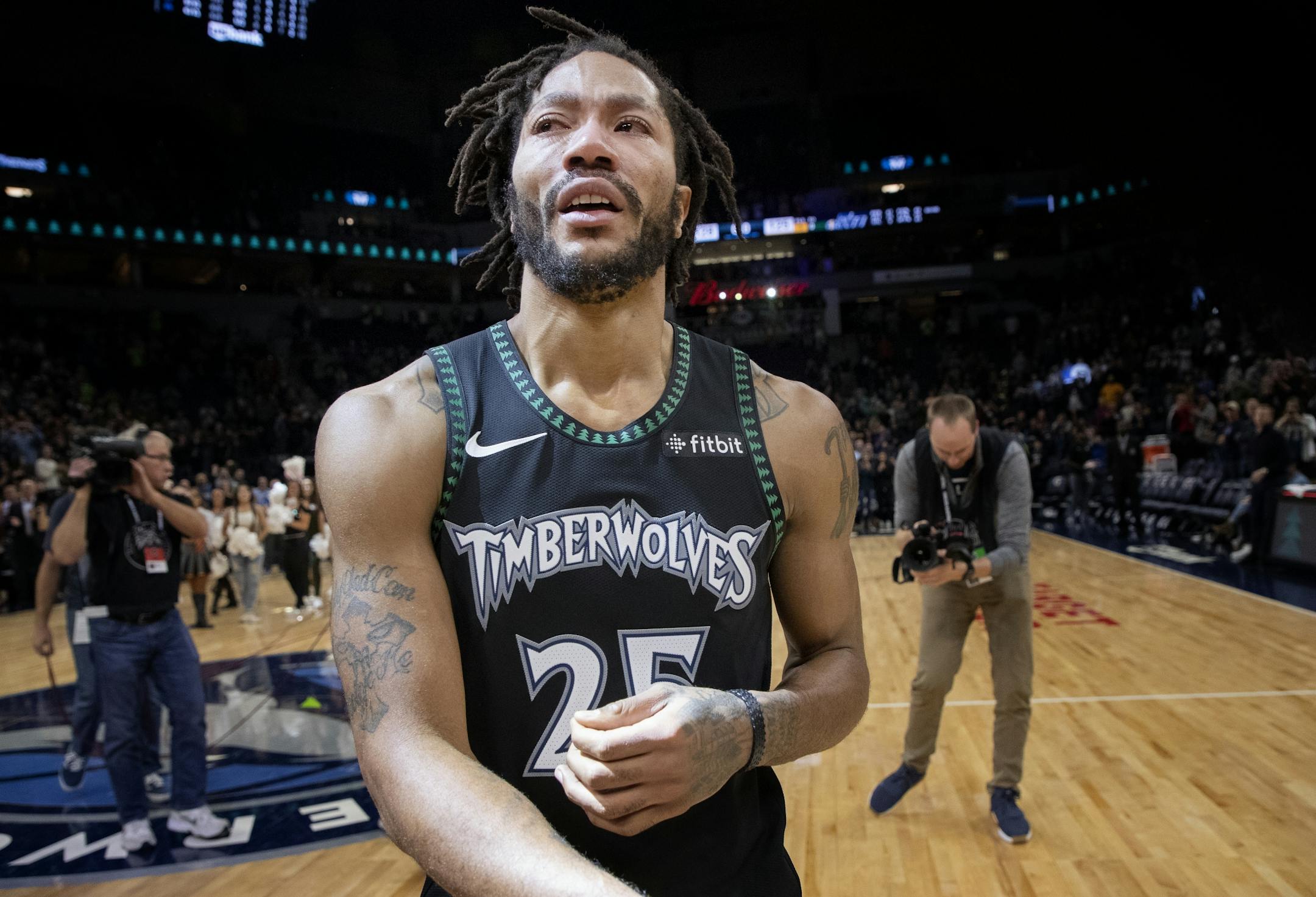 Derrick Rose was emotional at the end of the game after scoring a career high 50 points.