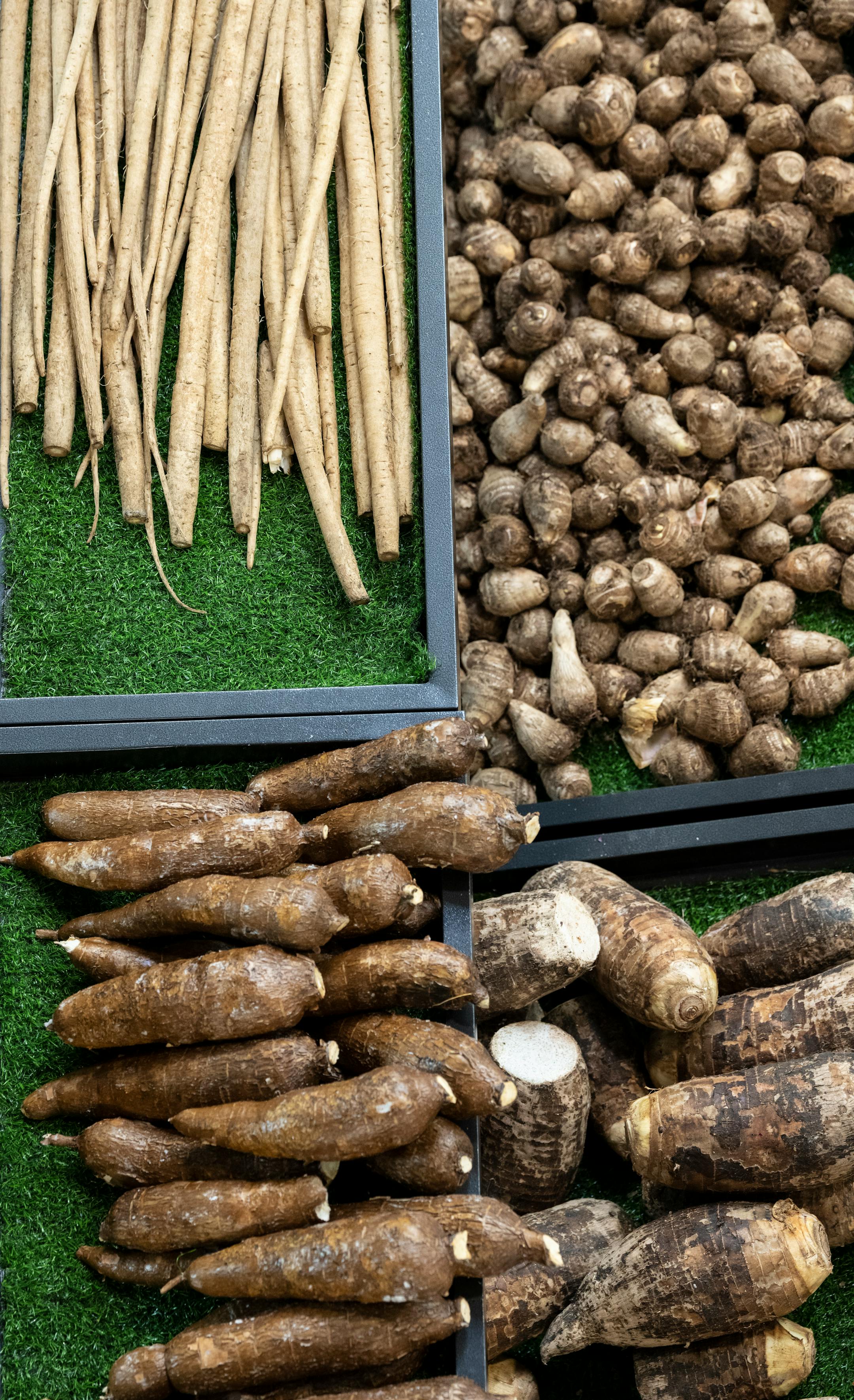 Root vegetables at the grocery store at the new Asia Mall.