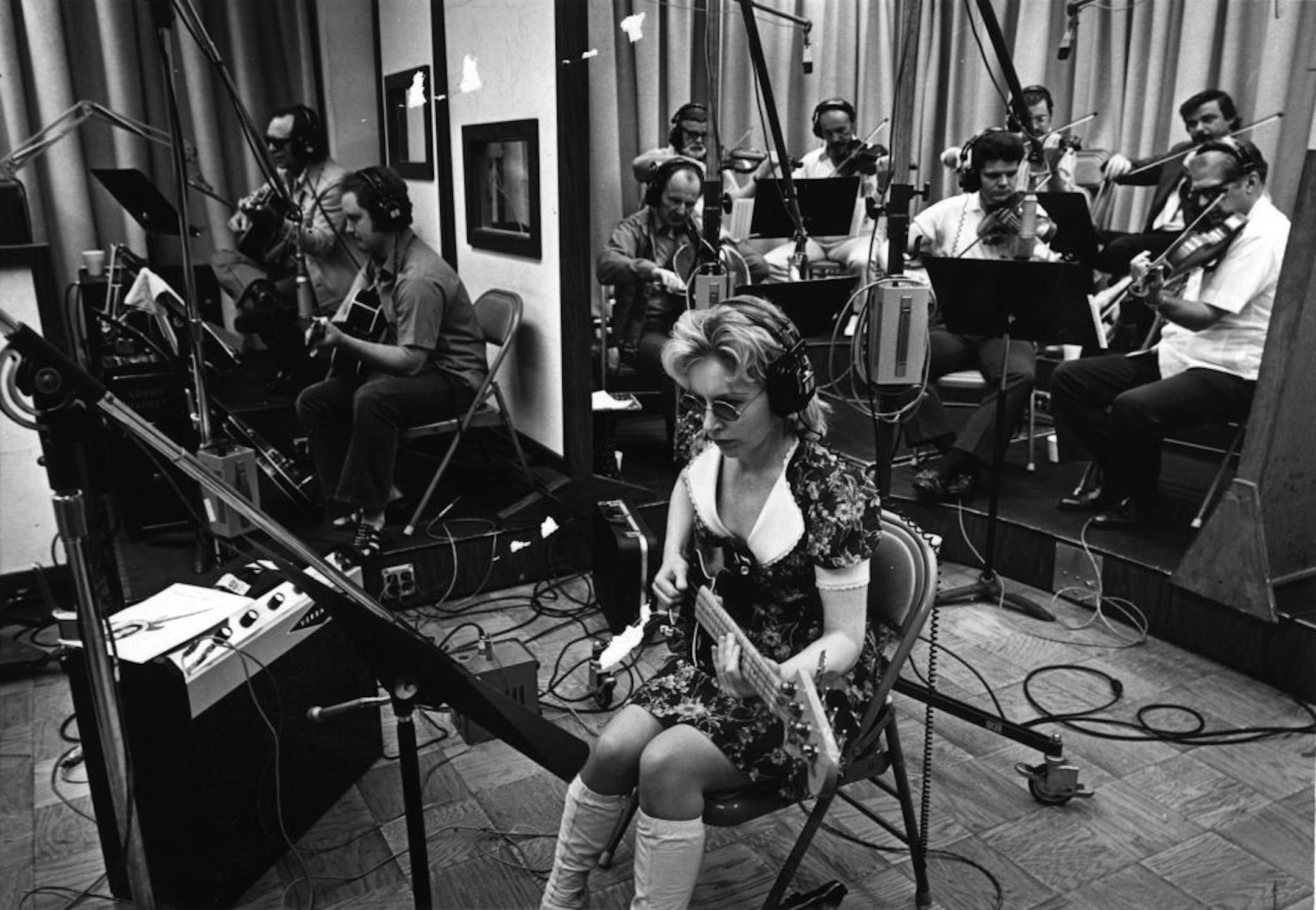 Bassist Carol Kaye played during a recording session in the 1970s.