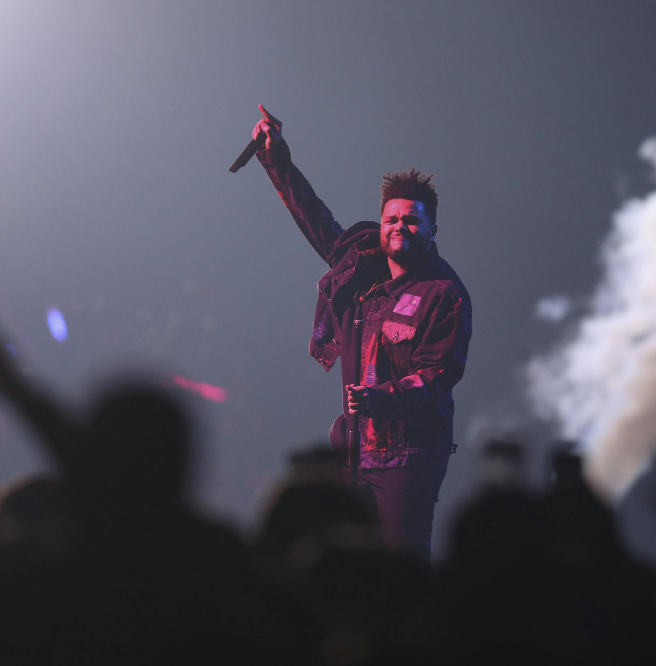 The Weeknd early in his set Sunday night. ] JEFF WHEELER • jeff.wheeler@startribune.com The Weeknd brought his Starboy World Tour to Xcel Energy Center in St. Paul Sunday night, September 24, 2017.