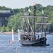 The Nina, right, and Pinta sailed up the St. Croix River towards the city of Hudson's docks on Thursday. ] Isaac Hale Ô isaac.hale@startribune.com Th