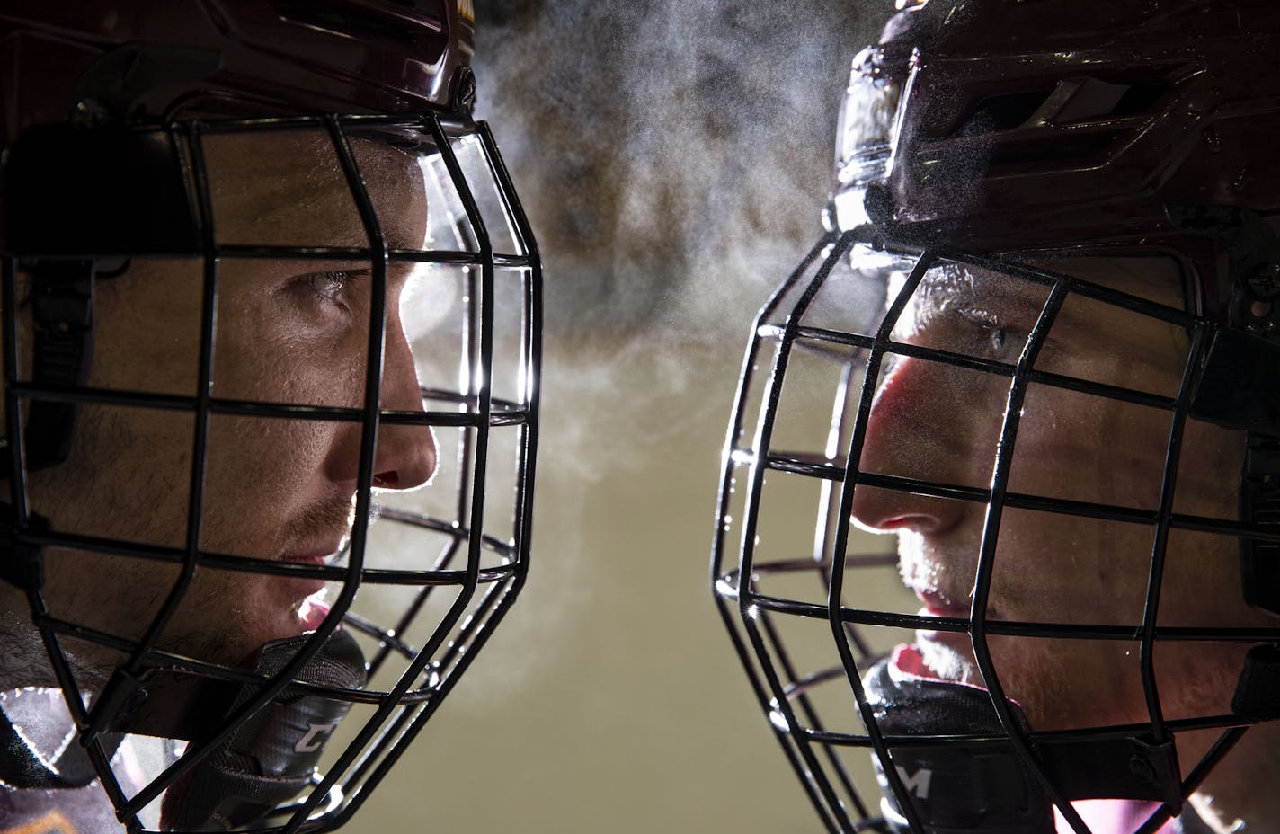 (Left) University of Minnesota Duluth defensemen Nick Wolff and Scott Perunovich posed for a portrait on the ice of Amsoil Arena on Tuesday. ]
ALEX KORMANN &#x2022; alex.kormann@startribune.com Nick Wolff and Scott Perunovich are defensemen for the University of Minnesota Duluth Hockey team. The two Minnesota natives are poised for big seasons as upperclassmen and leaders on the team. They posed for portraits at Amsoil Arena on Tuesday October 8, 2019.