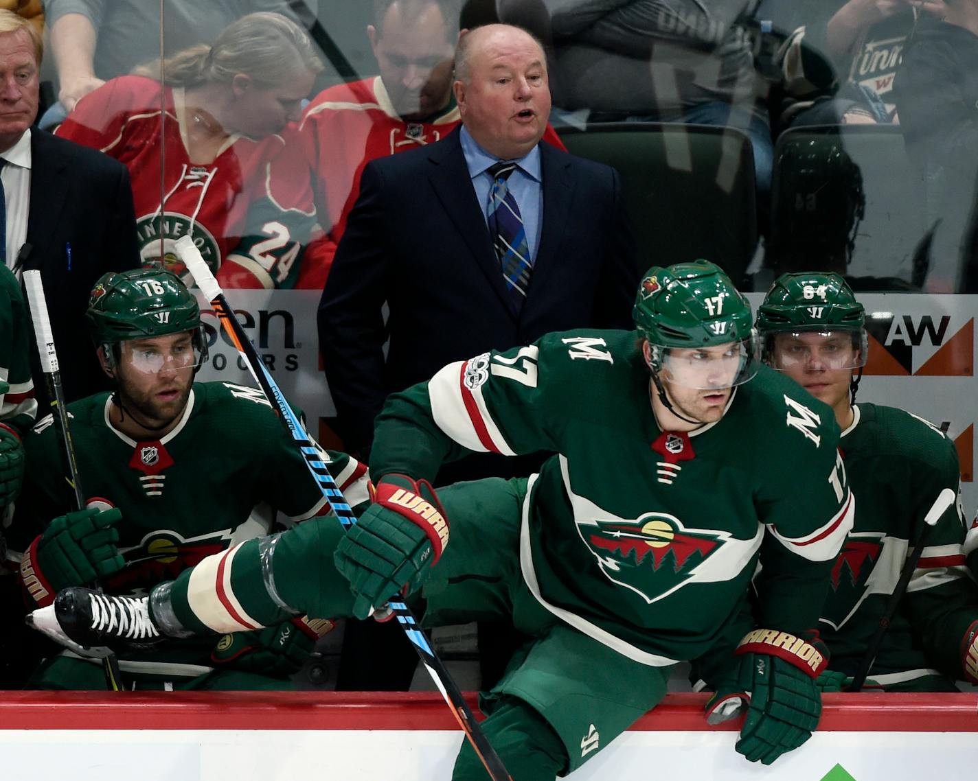 Bruce Boudreau behind the Wild bench