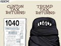 Sack cartoon: Candidate tax returns