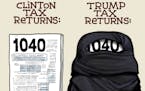Sack cartoon: Candidate tax returns