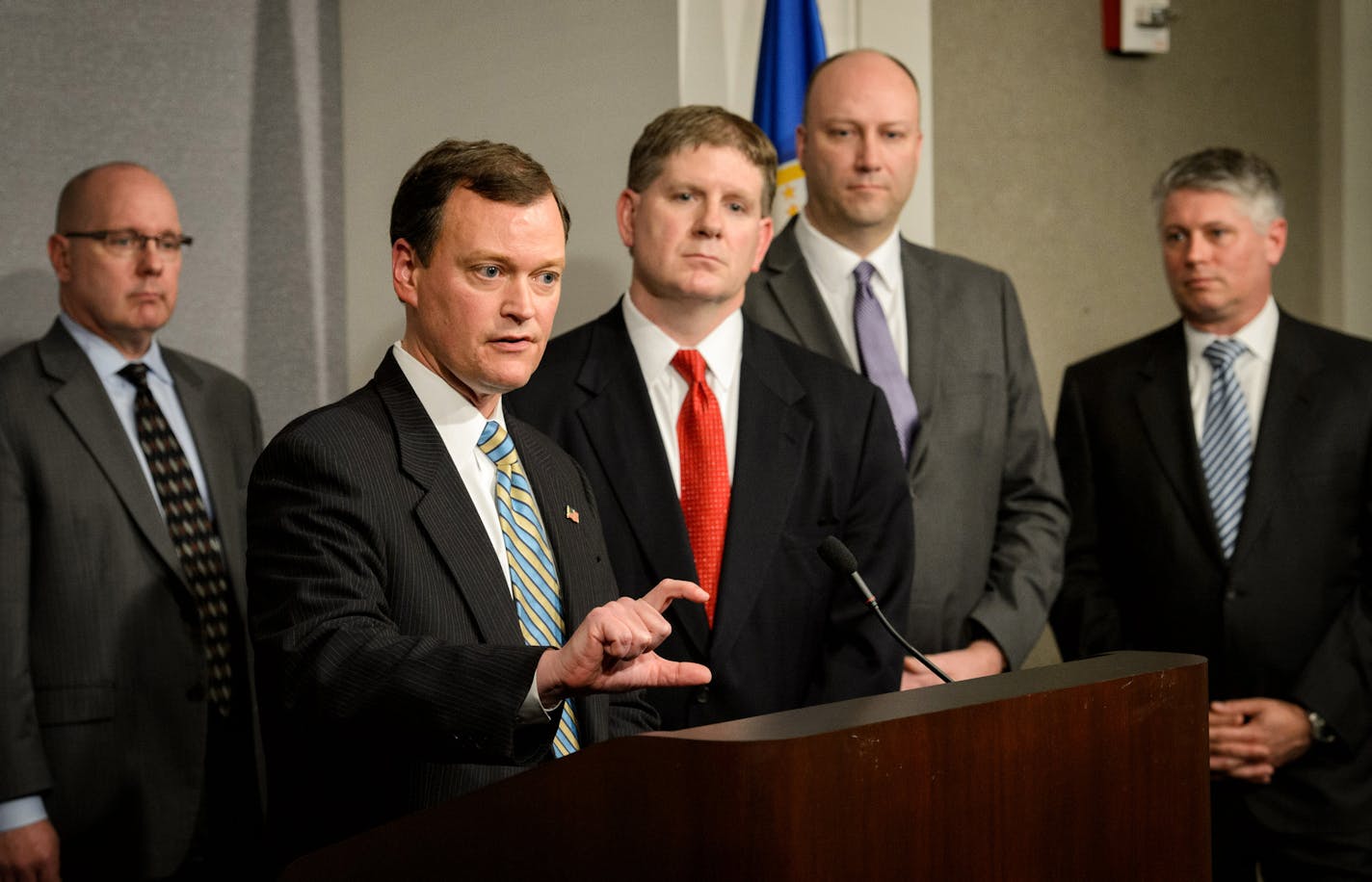 Some of the GOP candidates for governor of Minnesota: (left to right) Dave Thompson, Jeff Johnson, Kurt Zellers, Marty Seifert and Scott Honour.