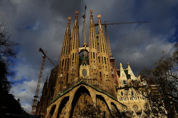 This photo taken Jan. 13, 2010, shows Antoni Gaudi&#x2019;s Sagrada Familia church, an unfinished Barcelona landmark in Barcelona, Spain.