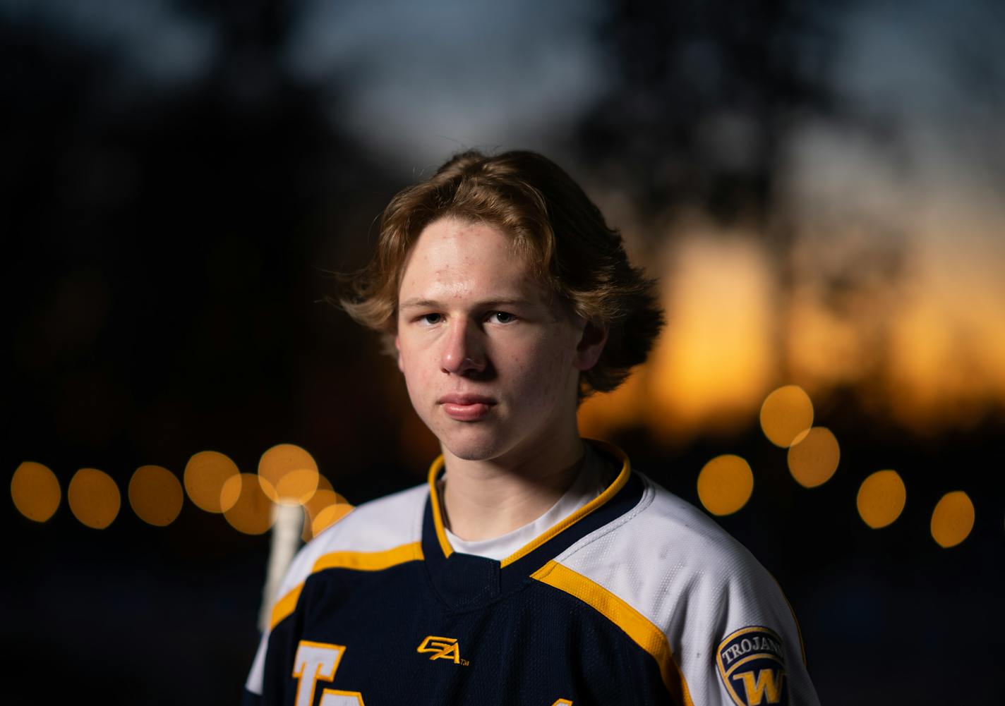 Goalie Will Ingemann of Wayzata High School, the Star Tribune's Metro Player of the Year, photographed Sunday evening, February 5, 2023 on the backyard rink of Tom Schoolmeesters in Circle Pines, Minn. ] JEFF WHEELER • jeff.wheeler@startribune.com