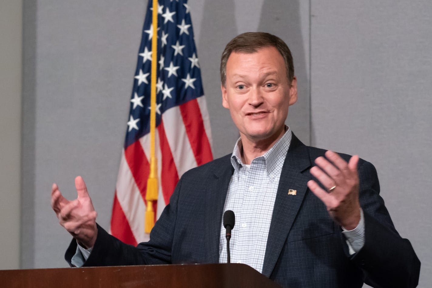 Republican candidate for governor, Jeff Johnson appeared happy after winning last night's election. He spoke at a press conference, along with Republican Party of Minnesota Chairwoman Jennifer Carnahan.