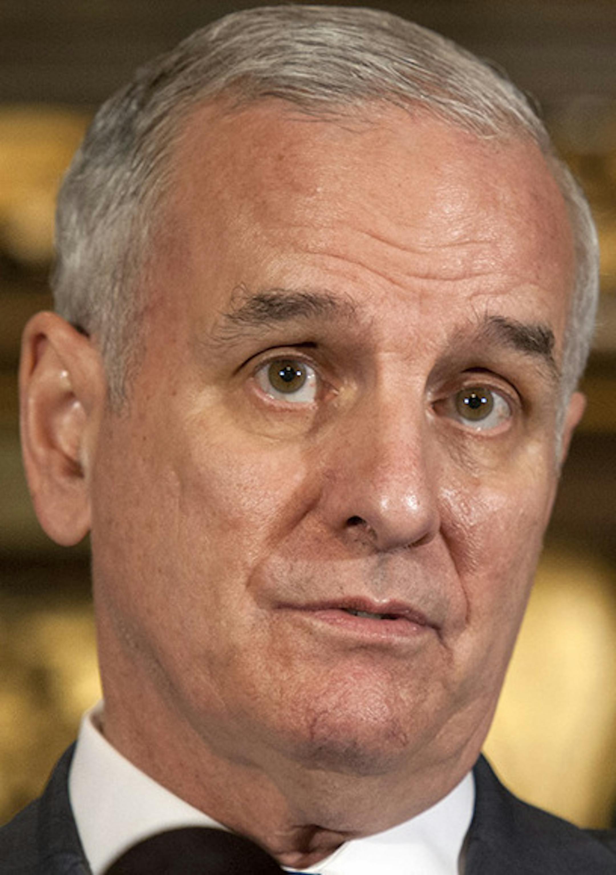 Governor Mark Dayton spoke at a news conference Wednesday, April 25, 2012, He spoke about the stadium bill and other tasks ahead of the legislature. ] GLEN STUBBE * gstubbe@startribune.com ORG XMIT: MIN2013020615520066