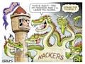 Sack cartoon: Cybercrime