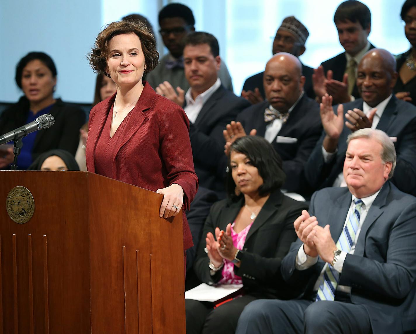 Minneapolis Mayor Betsy Hodges delivered her 2016 State of the City Address at the MacPhail Center for Music, Tuesday, May 17, 2016 in Minneapolis, MN. ] (ELIZABETH FLORES/STAR TRIBUNE) ELIZABETH FLORES &#x2022; eflores@startribune.com