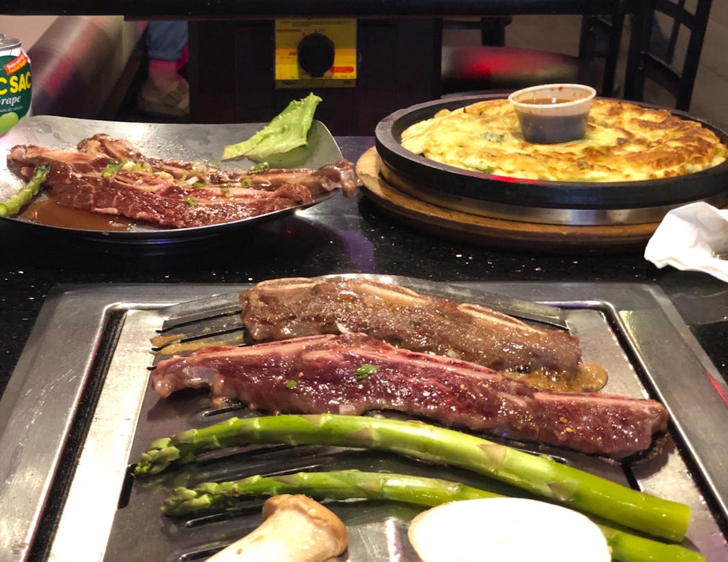 Pork belly and marinated short ribs are among the barbecue offerings at Hoban Korean BBQ in Uptown.